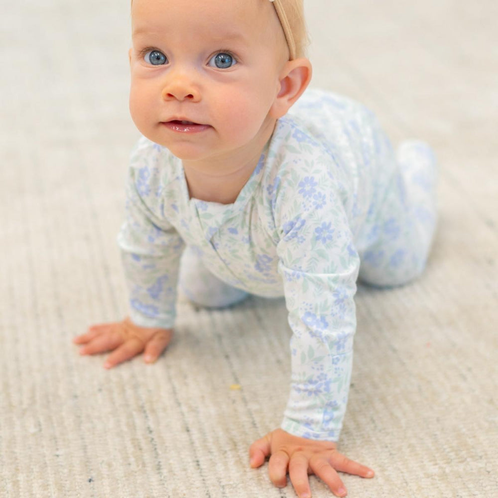 Zipper Footie - Vintage Flower Purple - Onesie