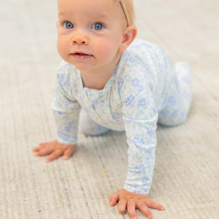 Zipper Footie - Vintage Flower Purple - Onesie