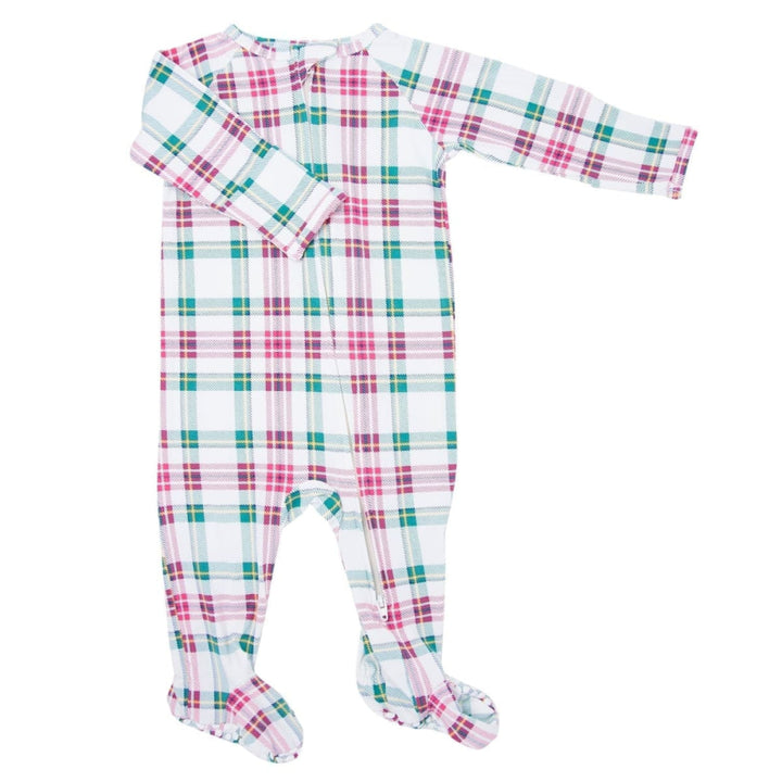 Zipper Footie - White Tartan - Onesie