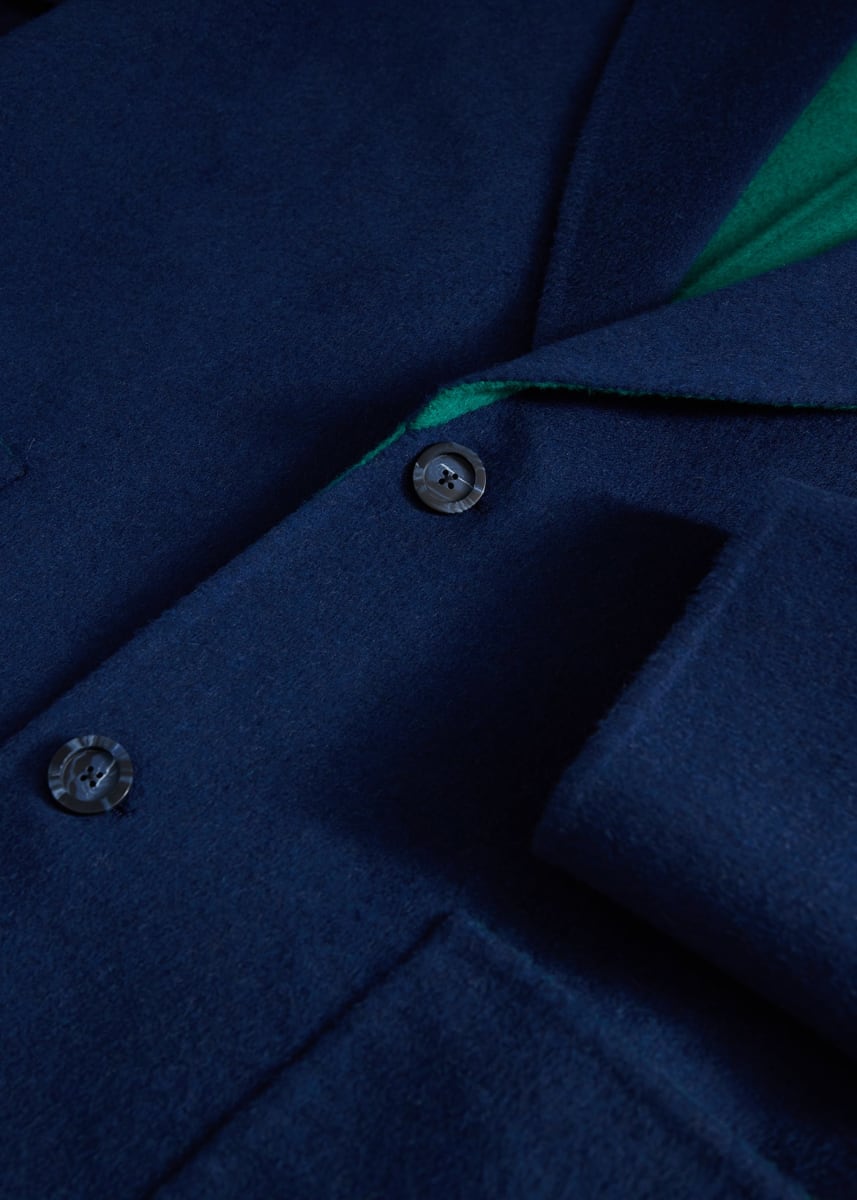 Cashmere Reversible Coat - Blue/Green