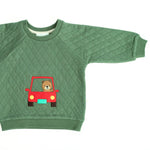 On a Trip Quilted Sweatshirt -Pine - Tropic Green