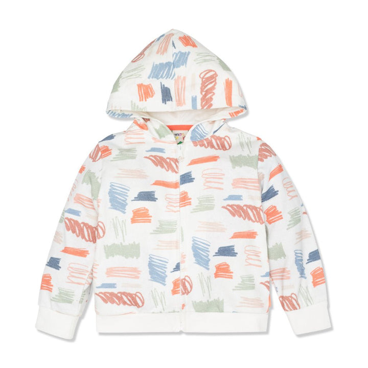 Scribble Kid Zip-Up Hoodie - Natural/scribble