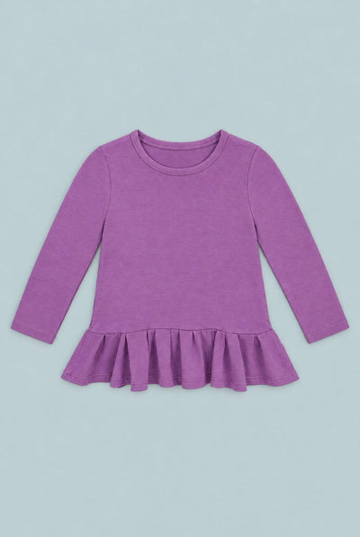 Deep Purple Ruffle Bottom Tee - Grape Jelly