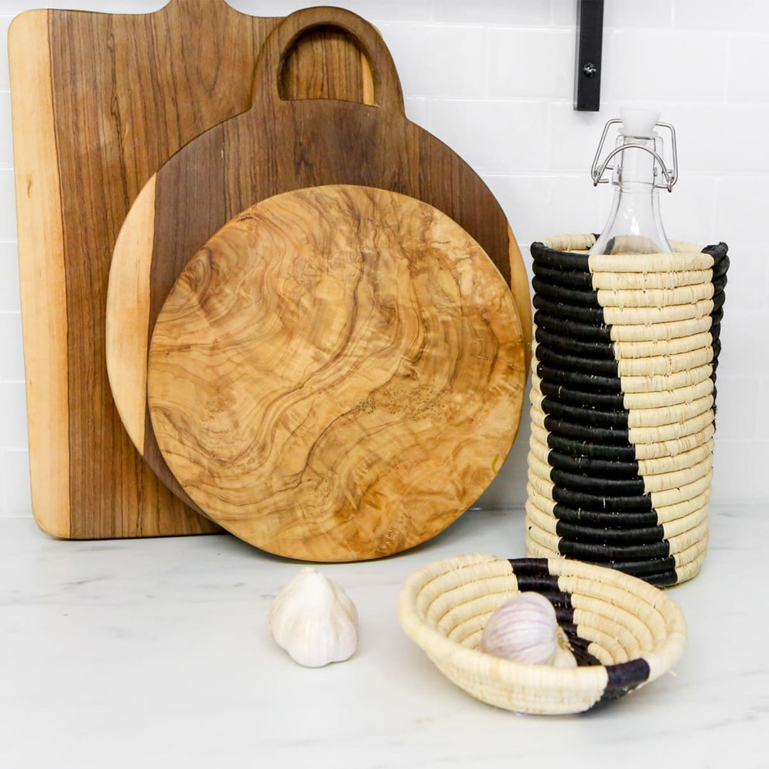 Modern Woven Bowl - 6" Striped Black & Natural