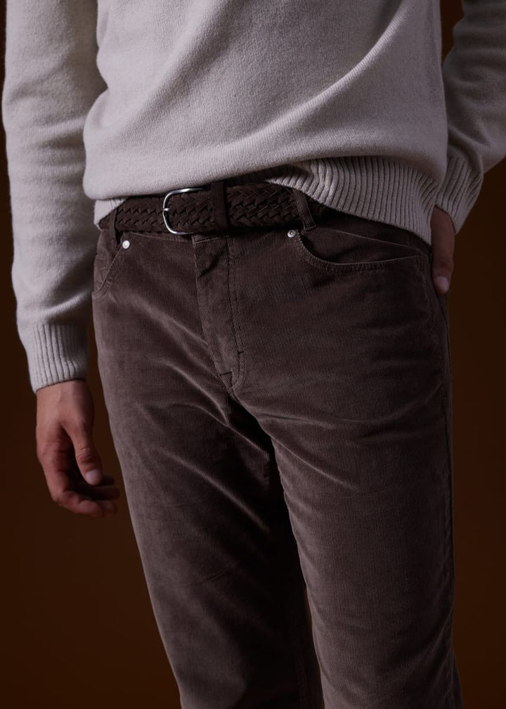 Woven Suede Belt - Brown