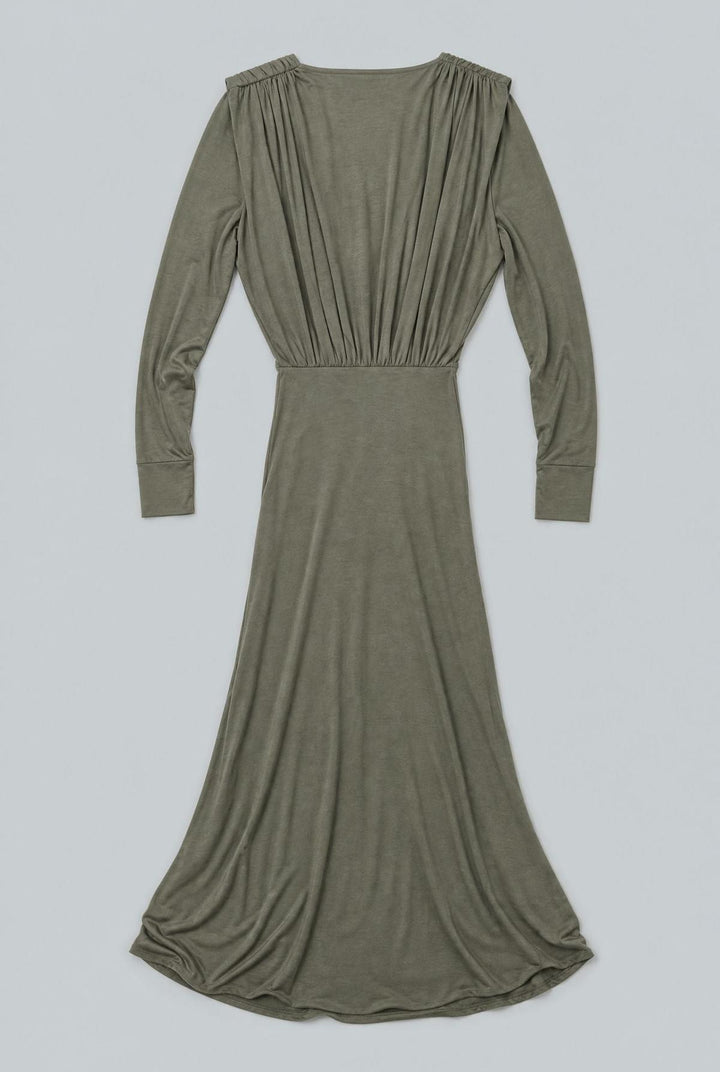 V-Neck Wrap Gown - Olive