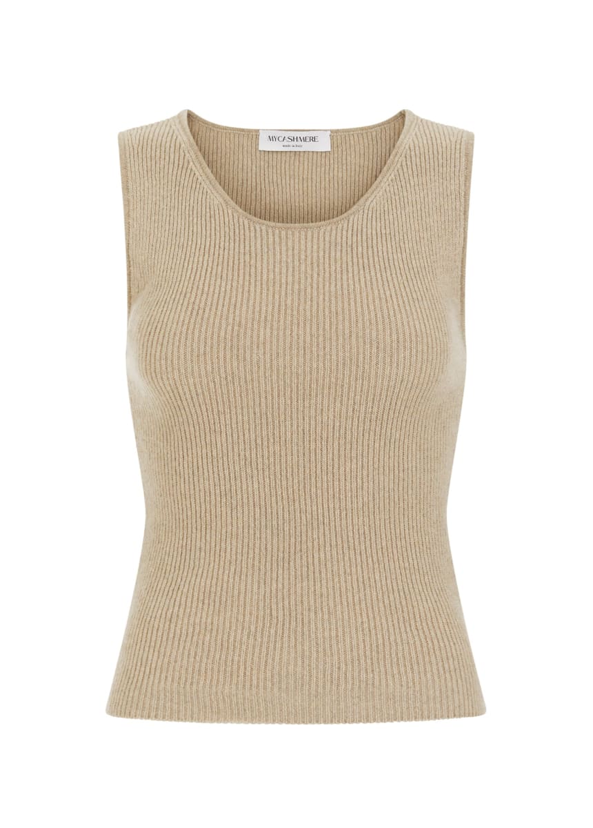 Lola | Cashmere Ribbed Tank Top - Sand