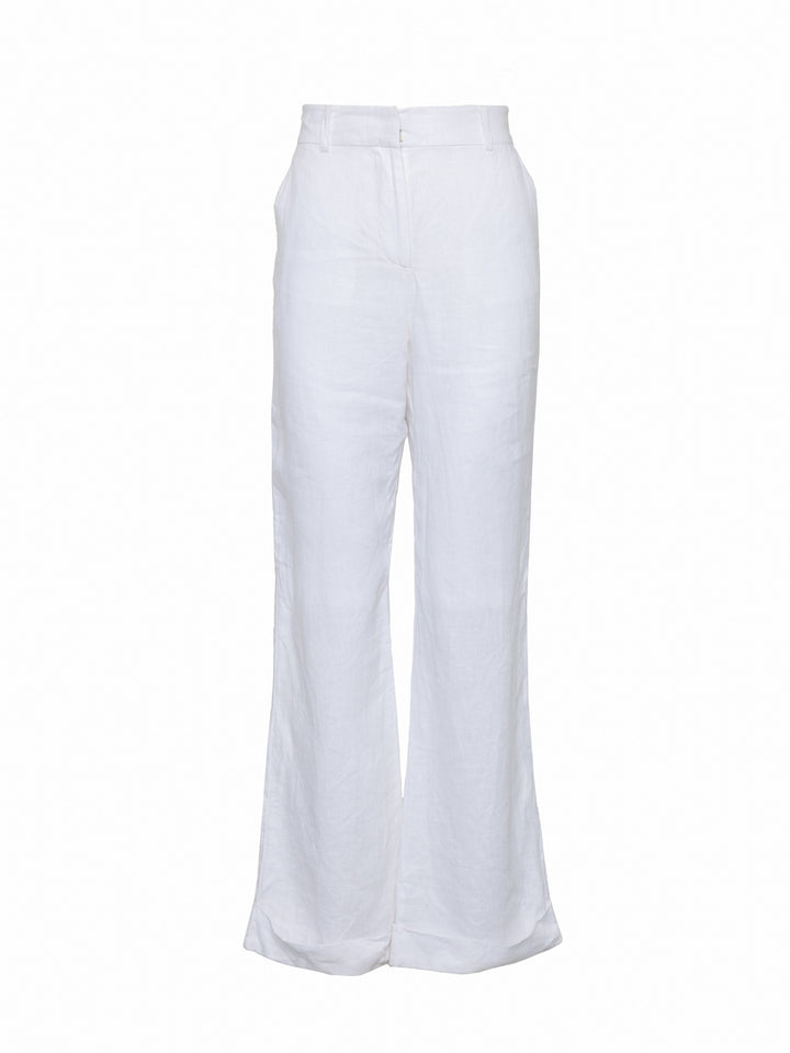 Ada Linen Pants - White Linen