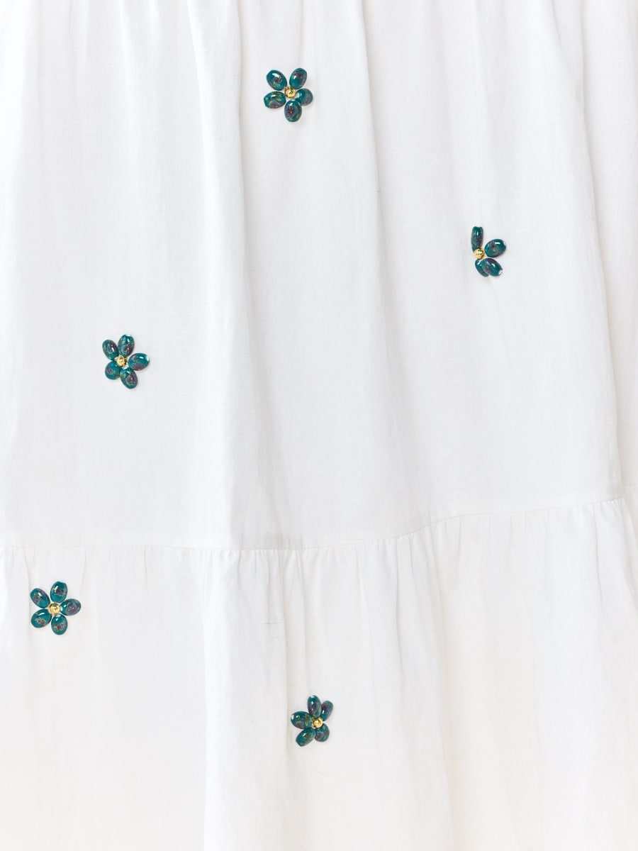Days Gown - White With Painted Beads